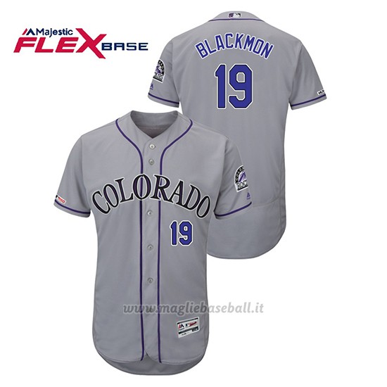 Maglia Baseball Uomo Colorado Rockies Charlie Neromon 150th Aniversario Patch Flex Base Grigio
